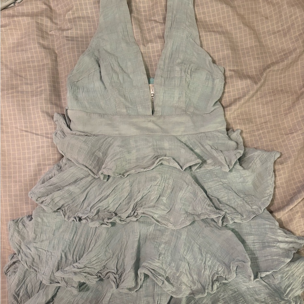 Just In Mint Blue Ruffle Dress